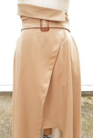 Tan asymmetrical clearance skirt